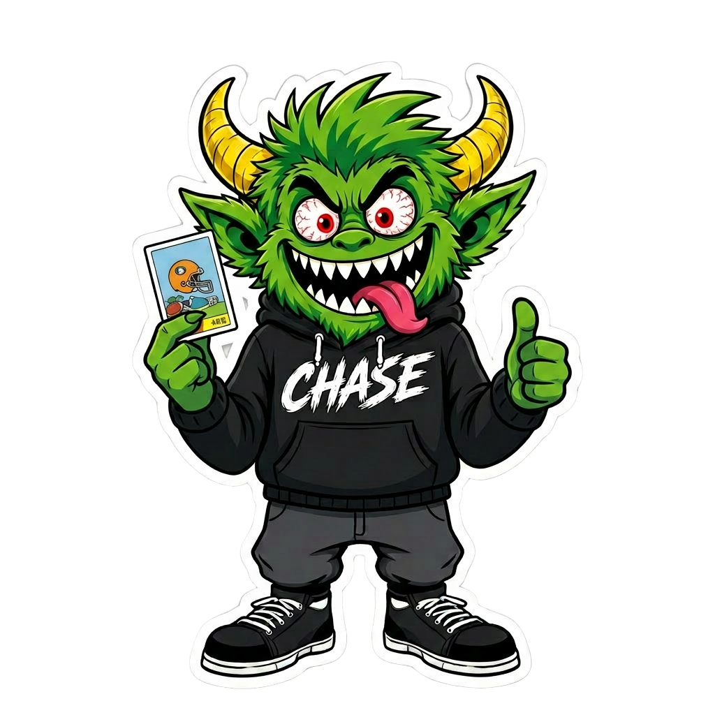 ChaseFiends mascot cheering with cards